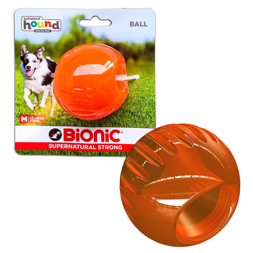 Bionic Ball by Outward Hound - Super Durable Ball Toy - Medium, Orange
