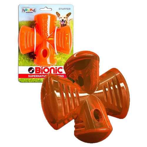 Bionic Stuffer by Outward Hound - Super Durable Treat Dispenser Toy - Orange