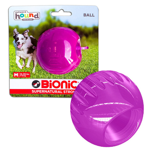 Bionic Ball by Outward Hound - Super Durable Ball Toy - Medium, Purple