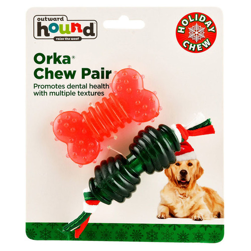 Orka Holiday Chew Pair by Outward Hound - Durable Chew Toy - Small
