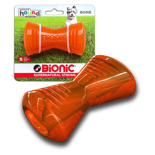 Bionic Bone by Outward Hound - Super Durable Bone Toy - Small, Orange
