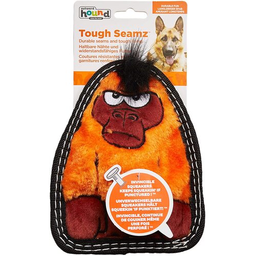Tough Seamz Gorilla Durable Squeaker Dog Plush Toy By Outward Hound - Small - New, With Tags