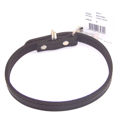 Paw Culture Dog Collar Leather [Colour: Black] [Length: 40cm] [Studs: No]