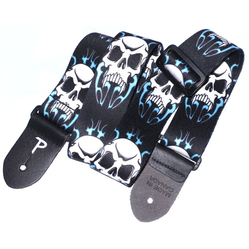Guitar Strap by Perri's - Acoustic, Electric or Bass - Skull with Lightning