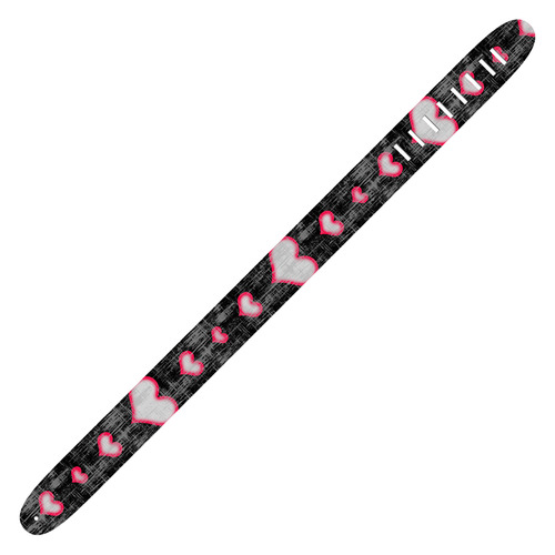 Perri's Guitar Strap 100% Leather - Screen Printed Silver Hearts