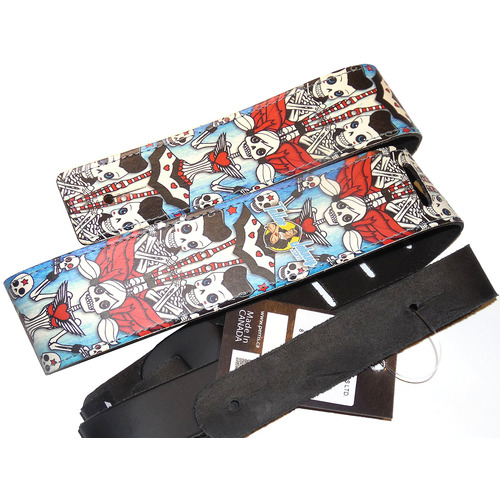 Perri's Guitar Strap 100% Leather - Tattoo Johnny Series - Skeleton Joker - New With Tags