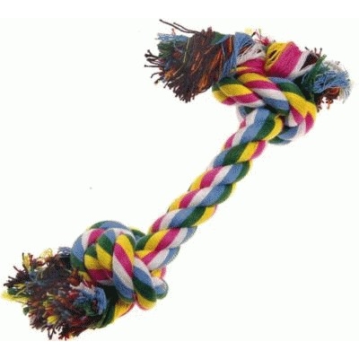 Cotton Tug Rope Bone- 2 Knots - 30cm