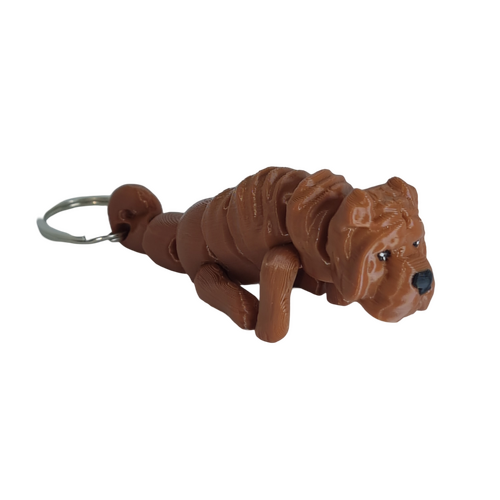 Supportive Solutions 3D Printed Shar Pei Flexi Bag Charm Keychain - One Size - New, Handmade [Colour:Red]