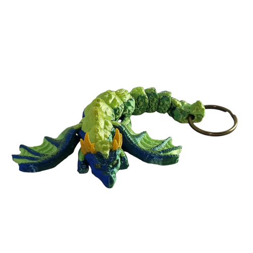 Supportive Solutions 3D Printed Arctic Dragon Flexi Bag Charm Keychain - One Size - New, Handmade [Colour:Green]