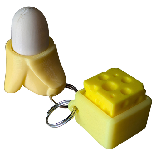 Supportive Solutions 3D Printed ClicKeys Power-Up Fidgets (Set of 2) - Banana & Cheese Fidget Keychains - One Size - New, Handmade