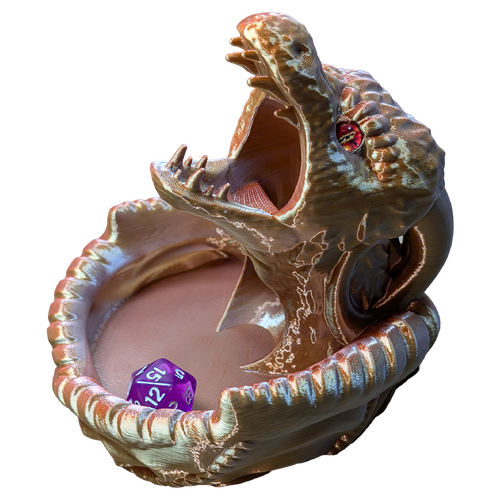 Supportive Solutions 3D Printed Mini Dragon Dice Tower - One Size - New, Handmade [Colour:Gold/Silver/Copper]