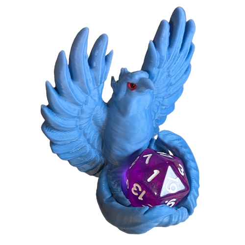 Supportive Solutions 3D Printed Phoenix Guardian Dice Holder - One Size - New, Handmade [Colour:Matte Blue]