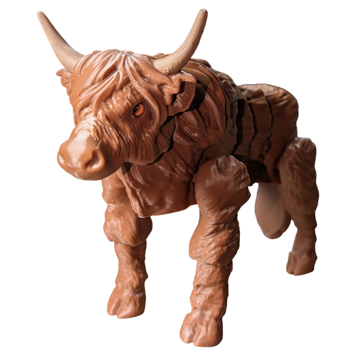 Supportive Solutions 3D Printed Flexible Highland Cow Figurine - New, Handmade