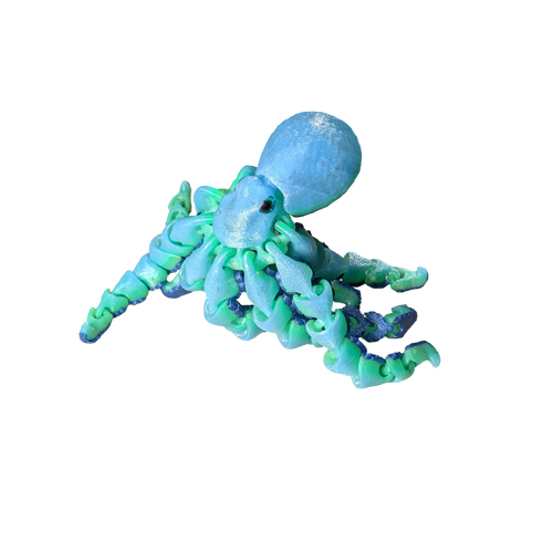 Supportive Solutions 3D Printed Articulated Octopus Flexible Figure - New, Handmade (Colour:Blue/Green)