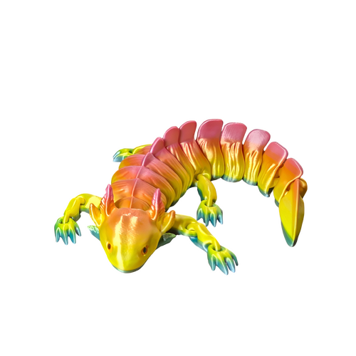 Supportive Solutions 3D Printed Articulated Axolotl Flexible Figure - New, Handmade (Colour:Rainbow)