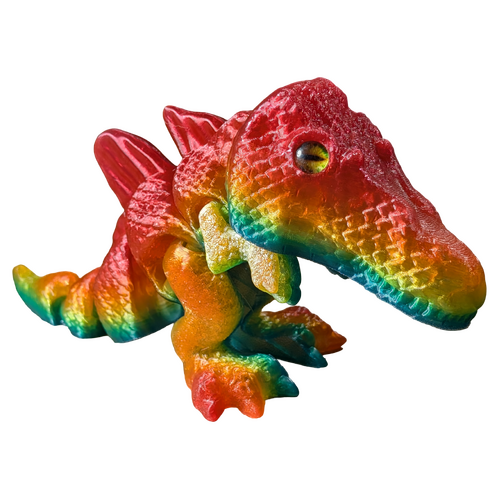 Supportive Solutions 3D Printed Articulated Rainbow Spinosaurus Flexible Figure - New, Handmade (Size:Large)
