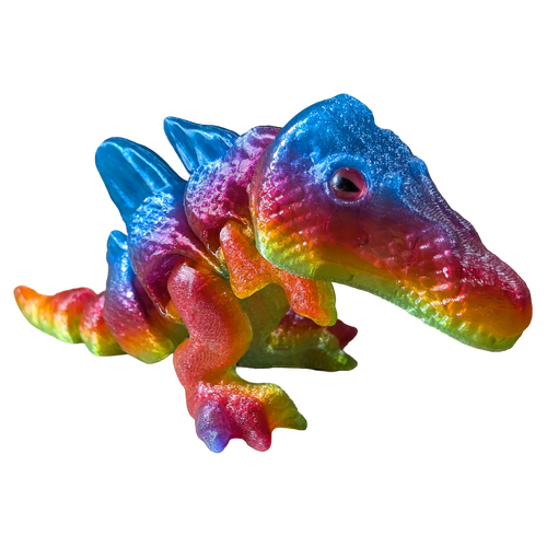 Supportive Solutions 3D Printed Articulated Rainbow Spinosaurus Flexible Figure - New, Handmade (Size:Small)