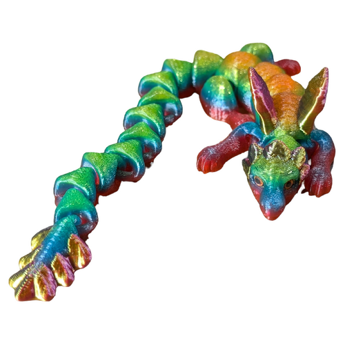 Supportive Solutions 3D Printed Articulated Whisper Dragon Flexible Figure - New, Handmade (Size:Large;Colour:Rainbow)