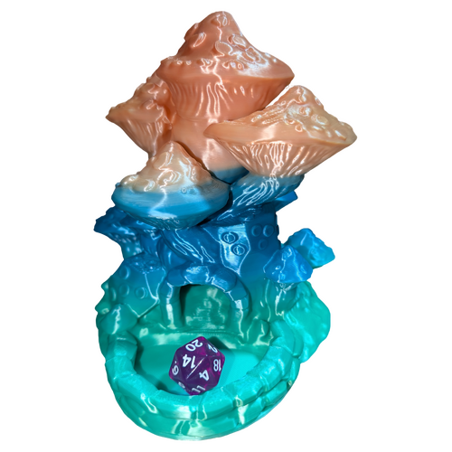 Supportive Solutions 3D Printed Mushroom Rainbow Dice Tower - New, Handmade