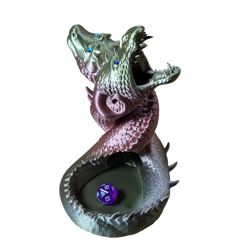 Supportive Solutions 3D Printed Twin Dragons Dice Tower - Bronze Rainbow - New, Handmade