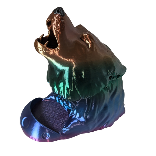 Supportive Solutions 3D Printed Howling Wolf Dice Tower - Rainbow Gradient - New, Handmade