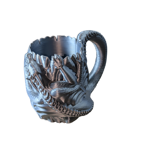 Supportive Solutions 3D Printed Epic Dragon Can Holder - Silver Silk - New, Handmade