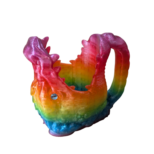 Supportive Solutions 3D Printed Dragon's Head Can Holder - Translucent Rainbow - New, Handmade