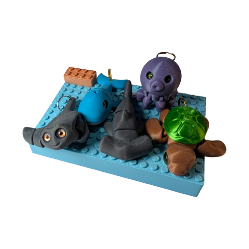 Supportive Solutions Marine Life Keyring & Bag Charm Multi-Pack - Set of 5 Multi-coloured - New, Handmade