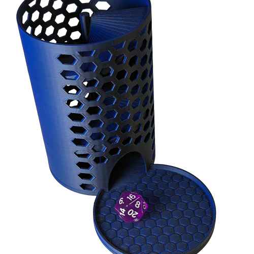 Supportive Solutions Hexagons Dice Tower - One Size Black & Blue - New, Handmade