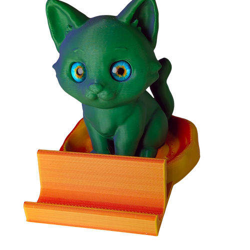 Supportive Solutions Kitten Phone Stand - One Size Purple/Green & Orange/Red - New, Handmade