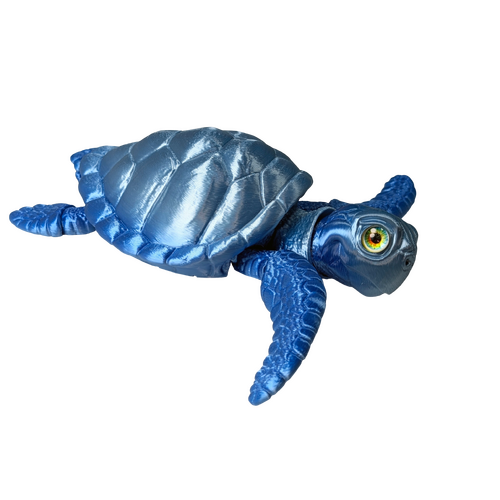 Supportive Solutions Sea Turtle Flexible Figure - Large Silver/Blue - New, Handmade