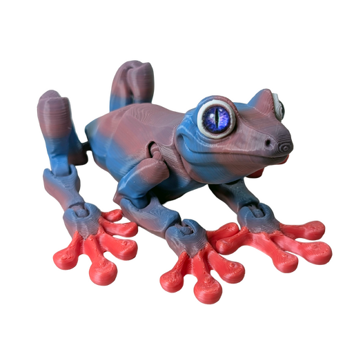 Supportive Solutions Tree Frog (Magnetised) Flexible Figure - Large Purple/Blue/Pink - New, Handmade