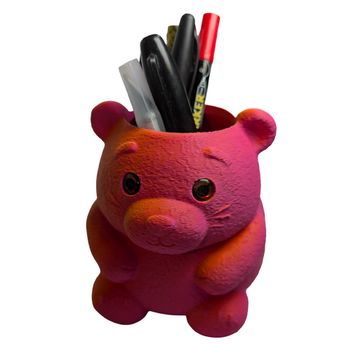 Supportive Solutions Bear Pencil Holder Orange/Red - New, Handmade