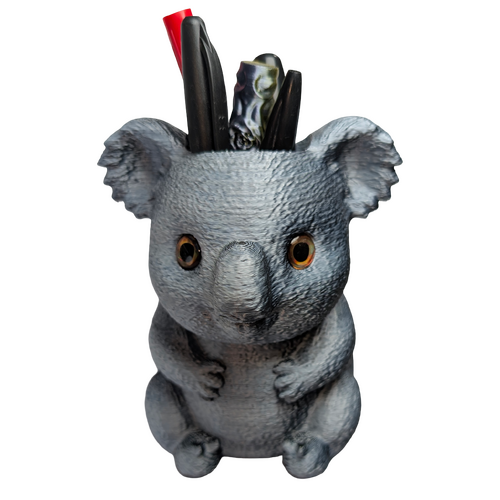 Supportive Solutions Koala Pencil Holder Silver/Black - New, Handmade