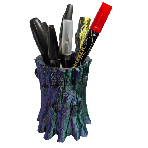Supportive Solutions Tree Stump Pencil Holder Purple/Green/Copper - New, Handmade