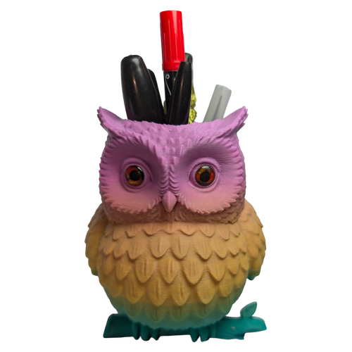 Supportive Solutions Owl Pencil Holder Rainbow - New, Handmade
