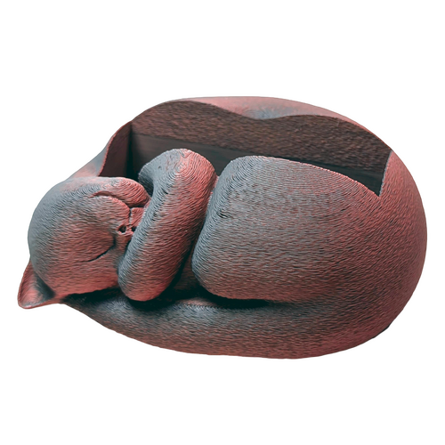 Supportive Solutions Sleeping Cat Business Card Holder Red/Black - New, Handmade