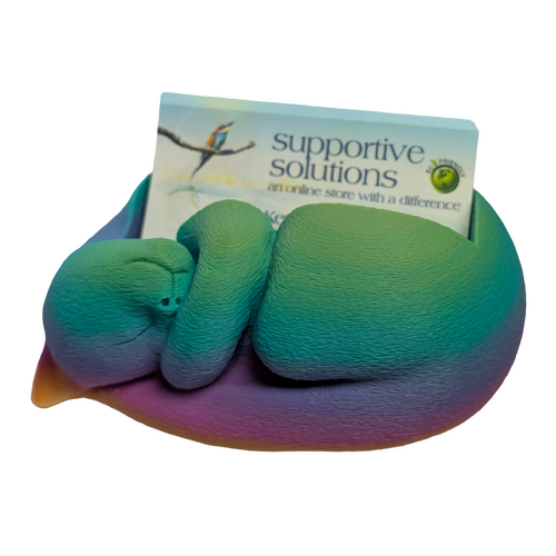 Supportive Solutions Sleeping Cat Business Card Holder Rainbow - New, Handmade