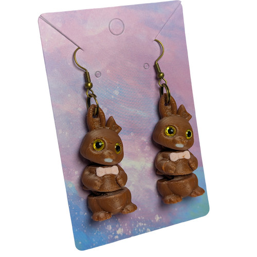 Supportive Solutions The Velvet Hare Chocolate Bunnies Earring Set - Set Of 2 Milk Chocolate - New, Handmade