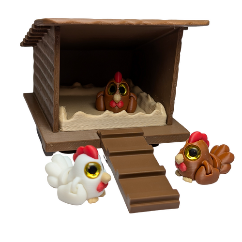 Supportive Solutions Chicks & Coop Homestead Miniature Collection Playset - Set Of 5 Multi-coloured - New, Handmade