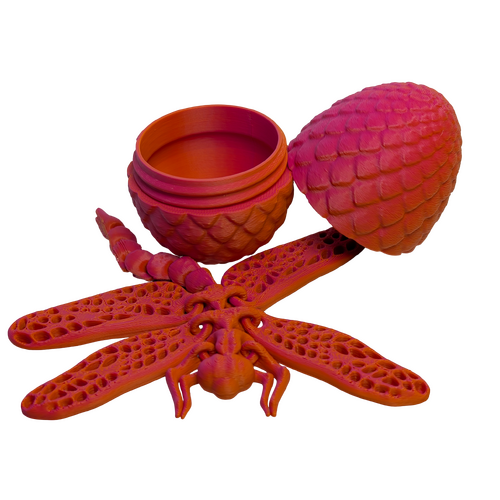 Supportive Solutions Gossamer Gliders: Mythic Dragonfly Egg Playset - Set Of 3 (Medium) Orange/Red - New, Handmade