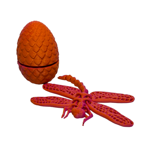 Supportive Solutions Gossamer Gliders: Mythic Dragonfly Egg Playset - Set Of 3 (Small) Orange/Red - New, Handmade