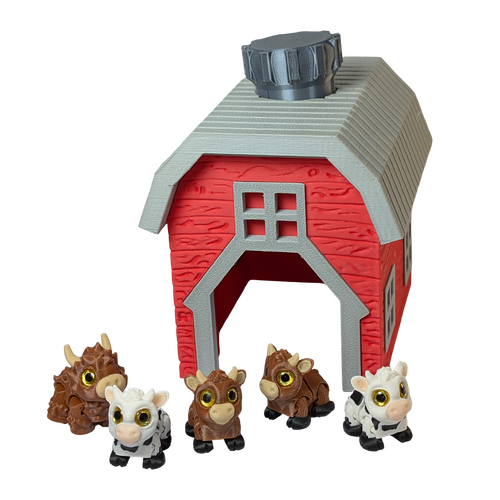 Supportive Solutions Barn & Cattle Collection Playset - Set Of 6 Multi-coloured - New, Handmade