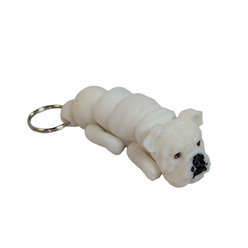 Supportive Solutions Wiggle-Mates Bulldog Keyring & Bag Charm Black & White - New, Handmade