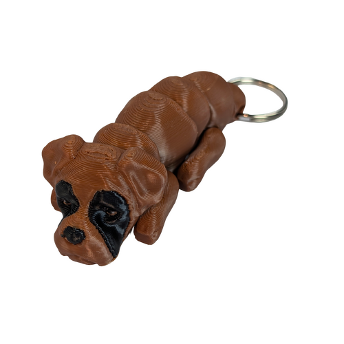Supportive Solutions Wiggle-Mates Boxer Keyring & Bag Charm Black & Tan - New, Handmade