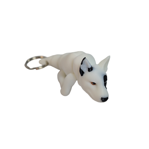Supportive Solutions Wiggle-Mates Bull Terrier Keyring & Bag Charm Black & White - New, Handmade