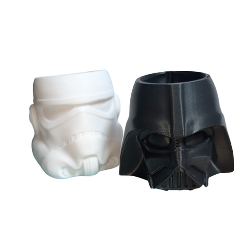 Supportive Solutions May The Fourth Be With You Pencil Holder (Dark Lord And Trooper) - Set Of 2 Black & White - New, Handmade