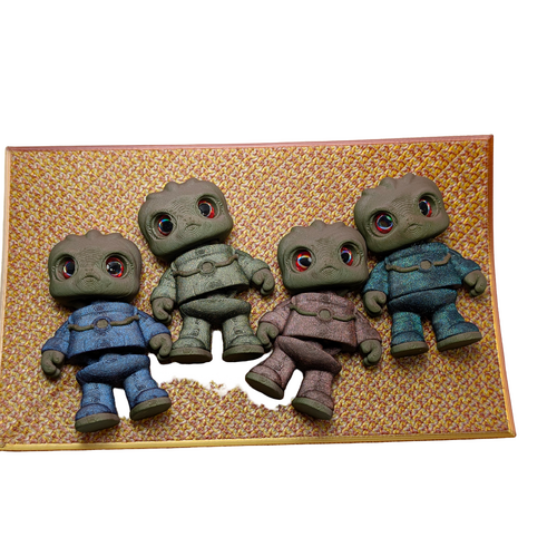 Supportive Solutions Alien Astronauts Magnet Set - Set Of 4 Multi-coloured - New, Handmade