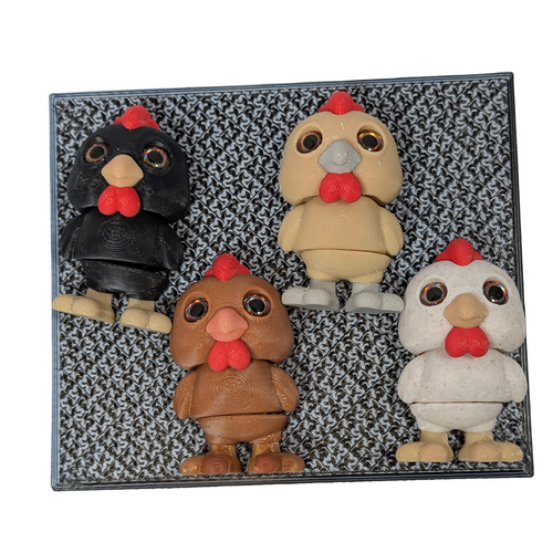 Supportive Solutions Standing Chickens  Magnet Set - Set Of 4 Multi-coloured - New, Handmade