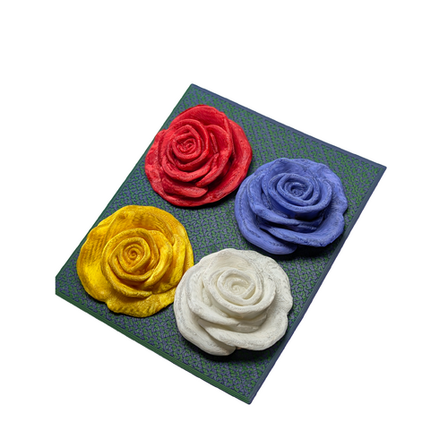 Supportive Solutions Silk Roses Magnet Set - Set Of 4 Multi-coloured - New, Handmade